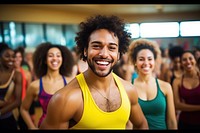 Adult laughing smiling zumba. 