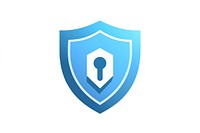 Minimal shield icon with key hole blue protection security.