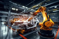 Car manufacturing, vehicle factory. AI generated Image by rawpixel.