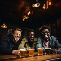 Drink beer drinking laughing. AI generated Image by rawpixel.