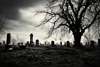 Creepy graveyard tombstone cemetery outdoors. 