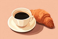 Croissant coffee drink food. 