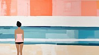 Art painting swimwear beach. AI generated Image by rawpixel.