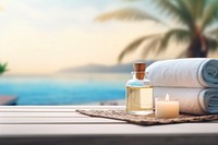 Spa bottle candle towel. AI generated Image by rawpixel.