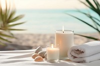 Spa candle beach towel. AI generated Image by rawpixel.