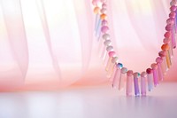 Rainbow bead minimal necklace jewelry pink. 