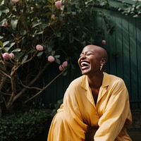 Happy black woman smiling. 