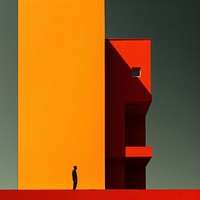 Abstract orange building, architecture. 