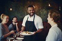 Waiter food cheerful adult. 