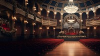 Auditorium chandelier building architecture.