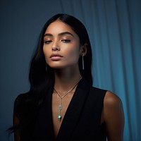 Minimal jewelry photography necklace portrait. 