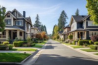 Residential neighborhood street suburb city neighbourhood. 