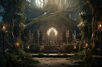 Magical wedding architecture building forest. AI generated Image by rawpixel.