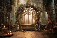 Magical wedding forest spirituality architecture. 