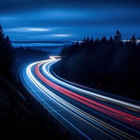 Highway traffic neon lights. 