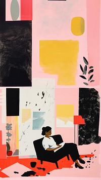 Living room collage art painting. AI generated Image by rawpixel.