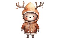 Deer cute character winter snow white background. AI generated Image by rawpixel.