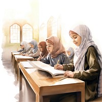 Muslim students in classroom. AI generated Image by rawpixel.