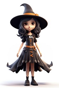 Witch costume girl figurine cartoon. 