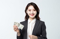 Young Women money portrait holding. 