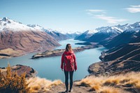 New Zealand backpack lake backpacking. AI generated Image by rawpixel.