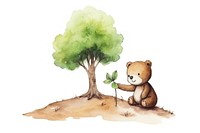 A cute animal planting tree mammal toy representation. AI generated Image by rawpixel.