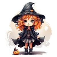 Cute witch halloween jack-o'-lantern representation. AI generated Image by rawpixel.