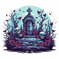 Cute grave architecture building drawing. AI generated Image by rawpixel.