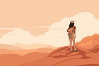 Woman hiking outdoors desert nature. 