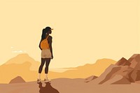 Woman hiking standing outdoors desert. 