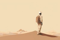 Black man hiking outdoors standing desert. AI generated Image by rawpixel.