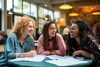 Laughing student adult happy. 