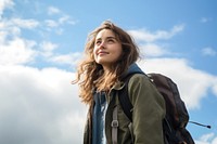 Teenager study abroad backpack looking jacket. 