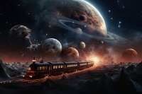 Train universe planet astronomy. AI generated Image by rawpixel.
