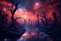 Sky above enchanted forest landscape outdoors surreal. AI generated Image by rawpixel.