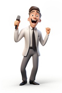 Business man singing cartoon adult white background. AI generated Image by rawpixel.