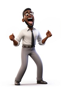 Business black man singing cartoon adult white background. 