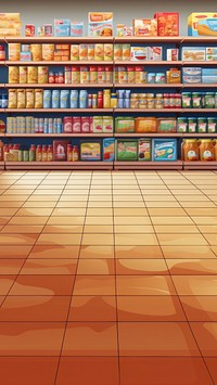 3d illustration of supermarket shelves.  