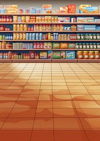 3d illustration of supermarket shelves.  