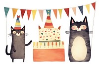 Party individual cat characters wearing party hat animal mammal pet. 