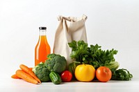 Cloth bag vegetable bottle juice. AI generated Image by rawpixel.