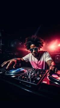 Turntable nightlife glasses mixing. AI generated Image by rawpixel.