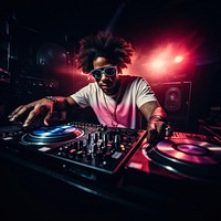 Turntable nightlife glasses mixing. AI generated Image by rawpixel.