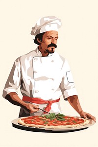 Chef make a pizza adult food restaurant. 