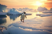 Ice plate penguin landscape outdoors. AI generated Image by rawpixel.