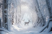 Reindeer forest snow outdoors. AI generated Image by rawpixel.