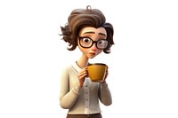 Sleepy woman drinking coffee cartoon cup mug. AI generated Image by rawpixel.