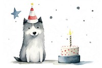 Cute husky dog wearing a party hat birthday dessert animal. AI generated Image by rawpixel.