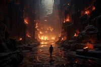 Underworld nature fire architecture. AI generated Image by rawpixel.