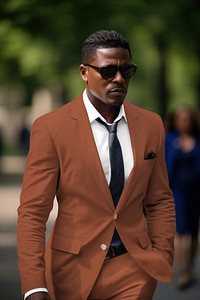 Men's brown suit and tie